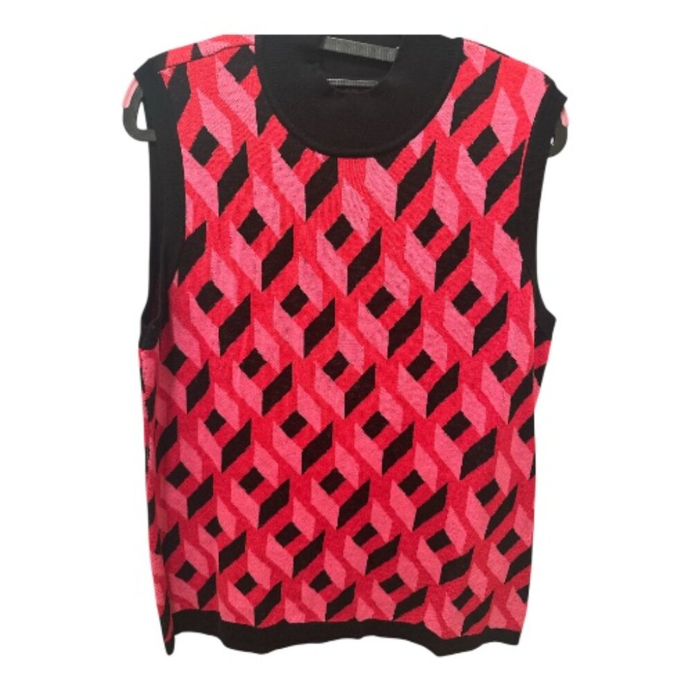 Pink & Black Geometric Knit Top - Size L